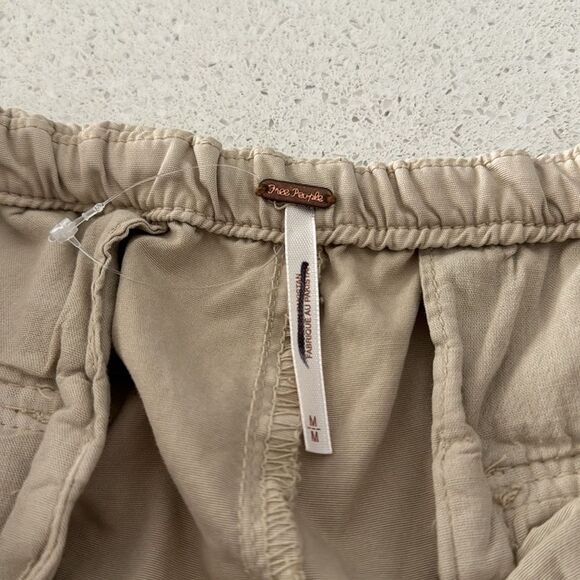NWOT Free People Parachute Khaki Summer Ruched M Pants Drawstring Pockets Relax - Picture 6 of 11